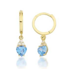 Mavi Taşlı Altın Küpe