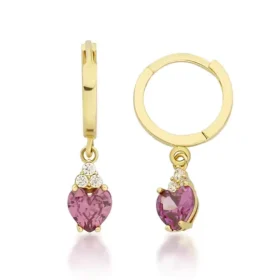 Mor Taşlı Altın Küpe