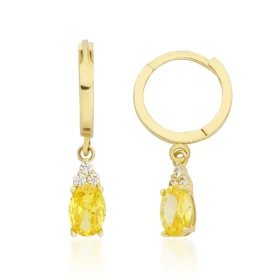 Sarı Taşlı Altın Küpe