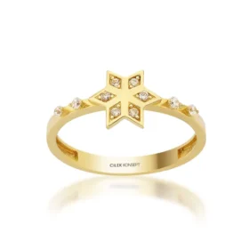 Altın Taşlı Yıldız Yüzük