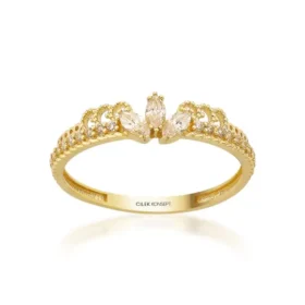 Altın Taşlı Taçlı Yüzük