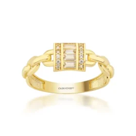 Altın Taşlı Zincir Yüzük