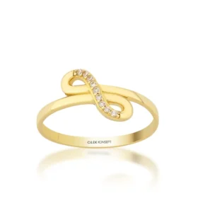 Altın Taşlı Sonsuzluk Yüzük
