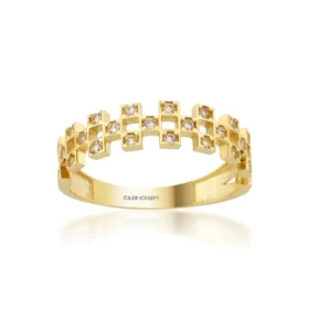 Altın Taşlı Kare Yüzük