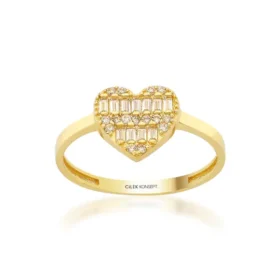 Altın Taşlı Kalp Yüzük