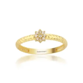 Altın Taşlı Çiçek Yüzük