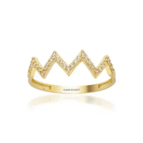 Altın Taşlı Zikzak Yüzük