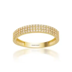 Üç Sıra Taşlı Altın Yüzük