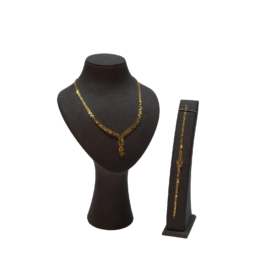 14 Ayar Hasır Y Model Damla Kolye & Bileklik Altın Set