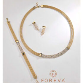 14 Ayar Altın Taşlı Kalze Set 25.57gr – Kolye Bileklik Küpe | FRV142