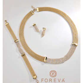 14 Ayar Altın Taşlı Kalze Set 39.6gr – Kolye Bileklik Küpe | FRV143