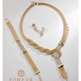 14 Ayar Altın Taşlı Kalze Set 39.82gr – Kolye Bileklik Küpe | FRV146