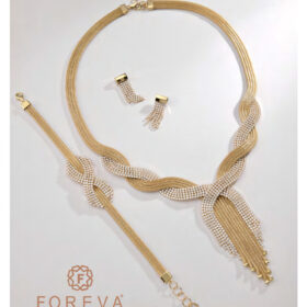 14 Ayar Altın Taşlı Kalze Set 38.08gr – Kolye Bileklik Küpe | FRV147