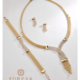 14 Ayar Altın Taşlı Kalze Set 28.28gr – Kolye Bileklik Küpe | FRV152