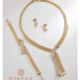 14 Ayar Altın Taşlı Kalze Set 31.26gr – Kolye Bileklik Küpe | FRV153